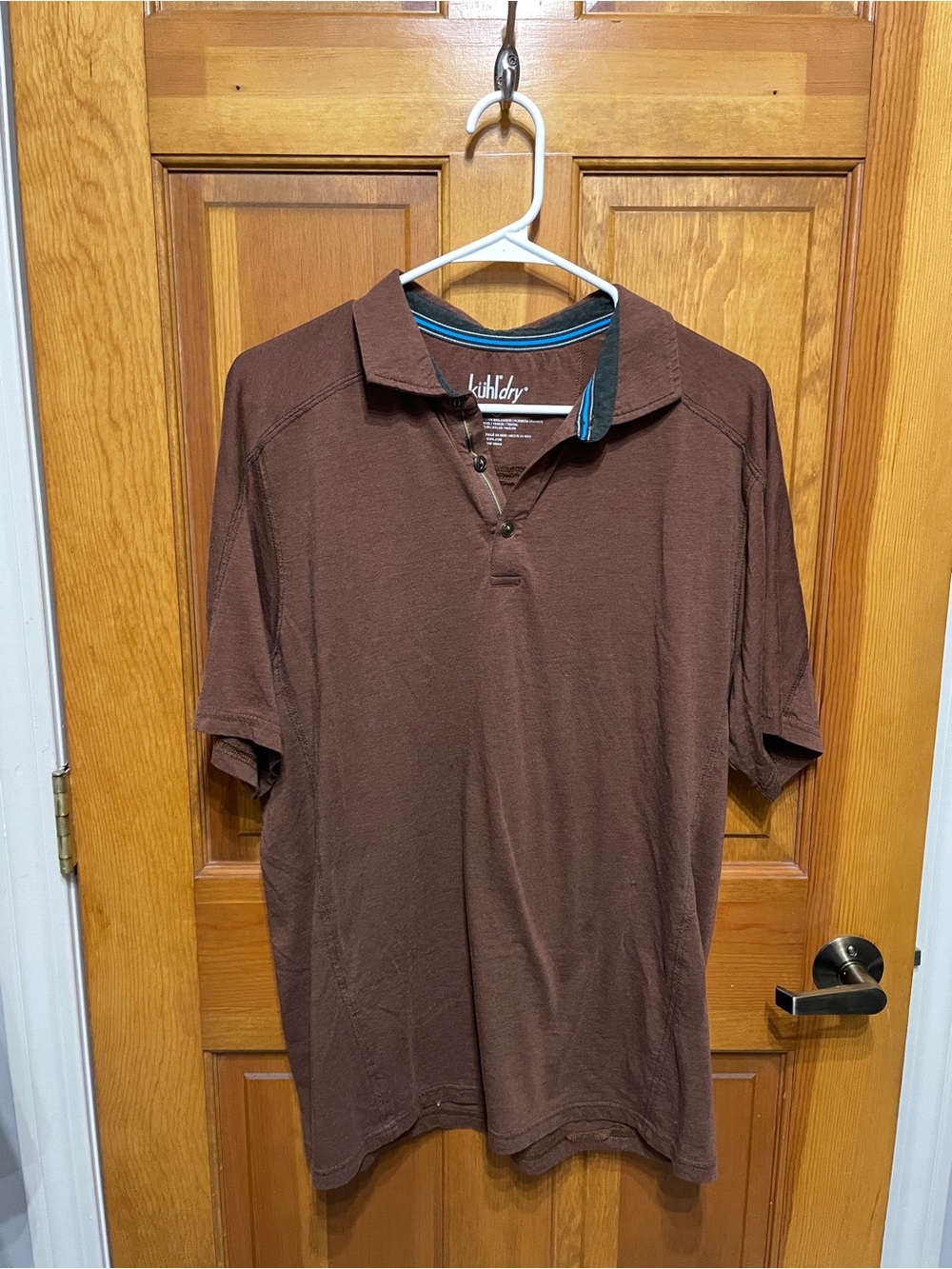 Kuhl Dry Men's Brown Short Sleeve Shirt Buttons High Quality Polo Classic, L